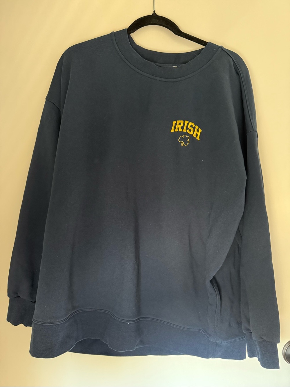 lululemon athletica NOTRE DAME navy crew cotton sweatshirt